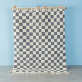 Grey Blue Check, Berber Rug, 162 x 215