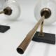 Pair of brass and glass wall lamps