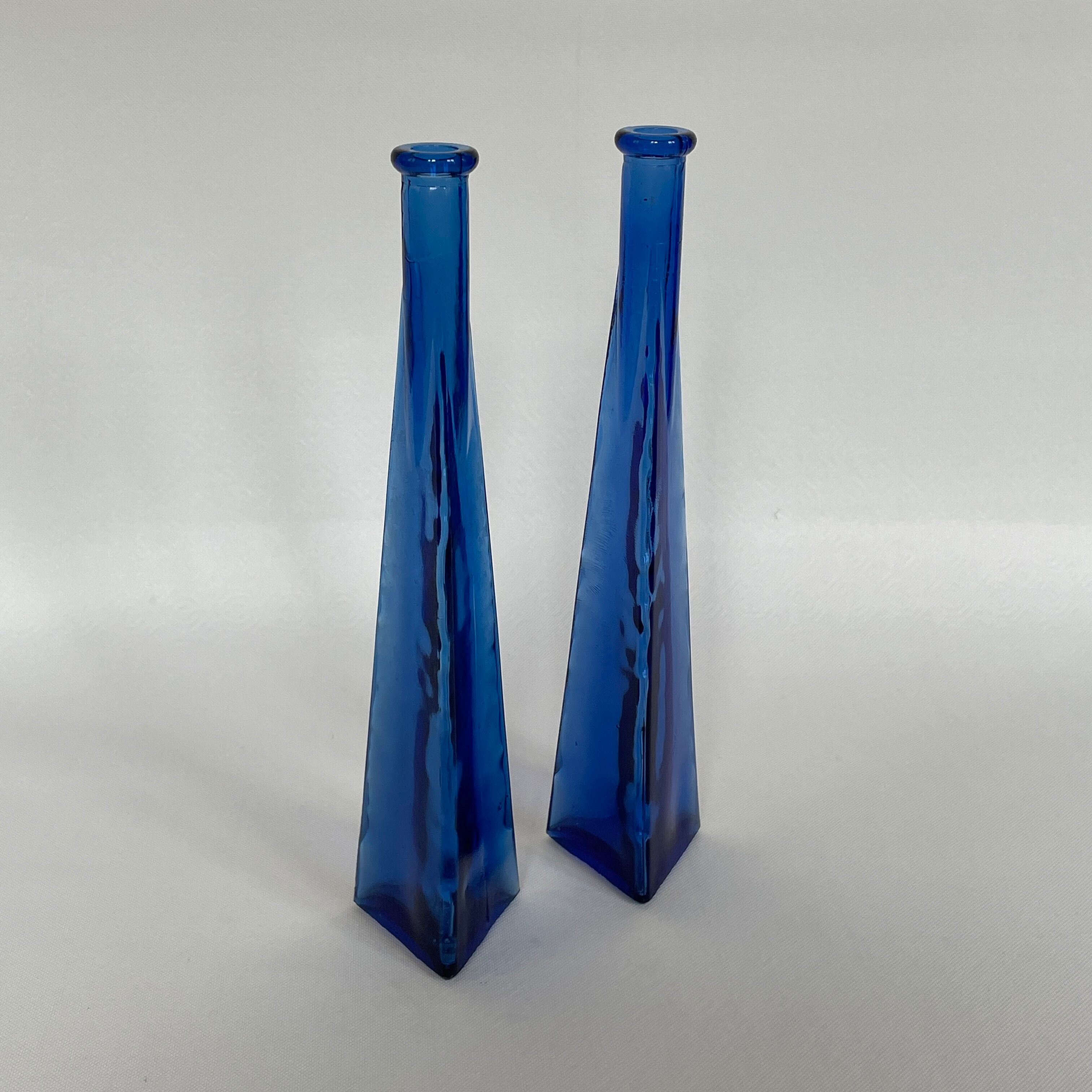 Pair of vintage glass soliflores vase 1970