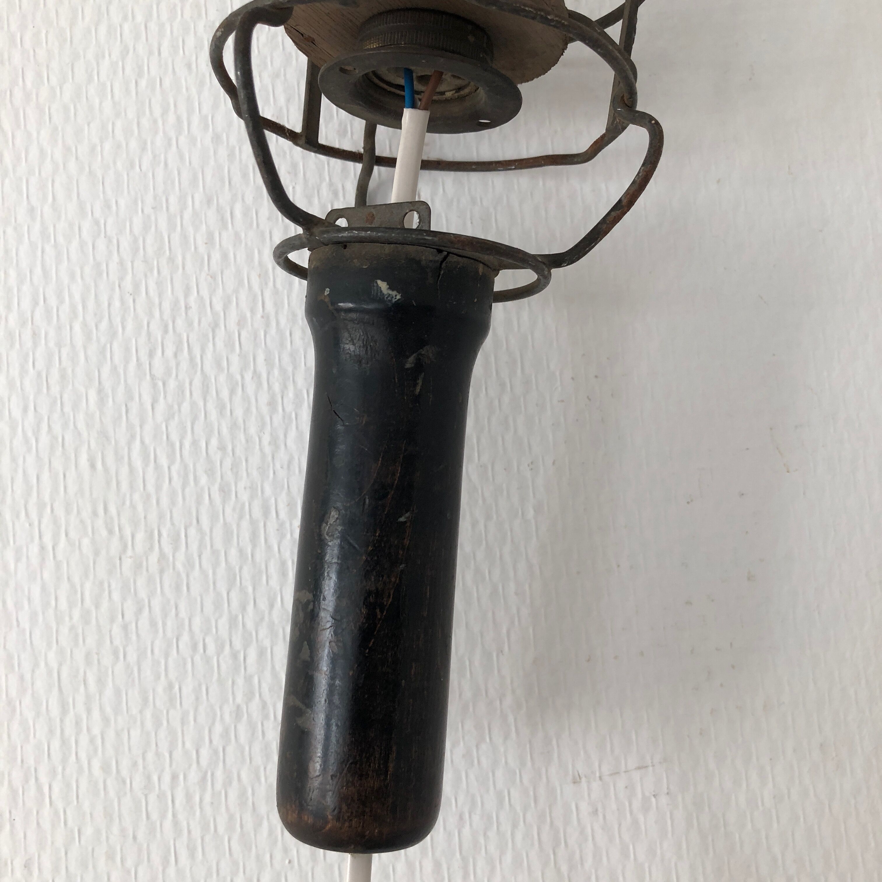 Wooden garage lamp from the 50s