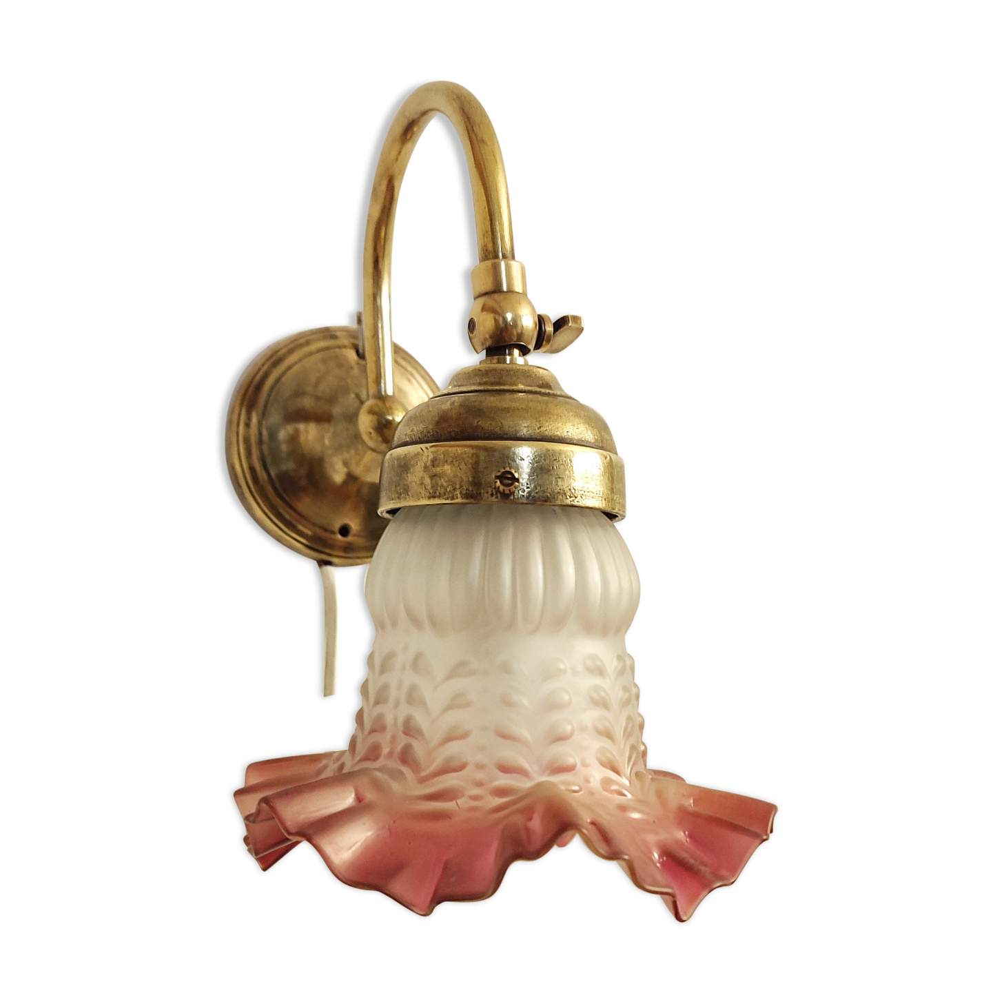 Bronze and glass wall lamp. Spain, 1940s.