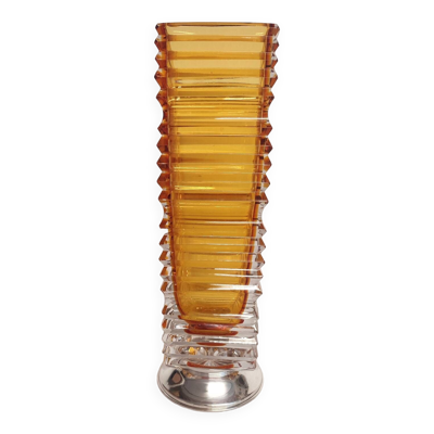 Pot en cristal avec base en argent. Italie, années 1970