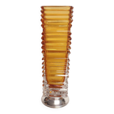 Jarrón de cristal con base de plata. Italia, 1970s