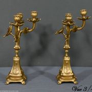 Paire de candélabres en régule doré et onyx – 1940