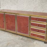 Sideboard shelf design 70 Michel Pignères amboyna burl chrome brass