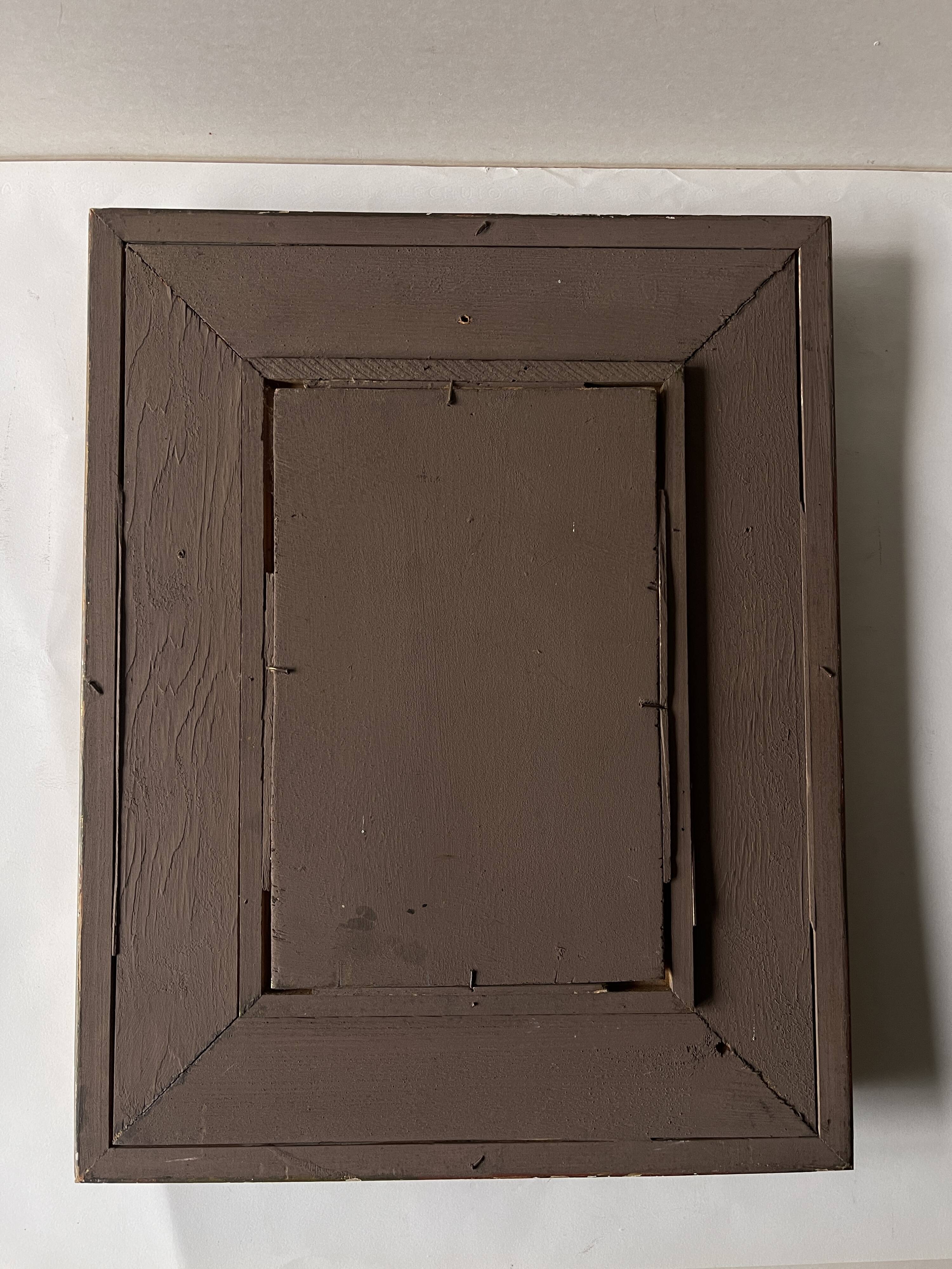 Still life oil on panel vase with immortelles