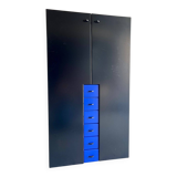 Meuble Interlübke en MDF noir avec tiroirs bleus, design allemand des années 1980