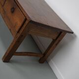 Table basse rustique en châtaignier de ferme espagnole du XVIIIe siècle