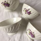 Series of 4 purple pattern Sarreguemines bowls