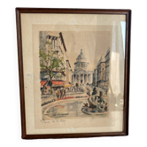 Lithographie Paris - Le Panthéon