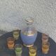 Liqueur set, Porto, consisting of a blue granite carafe and 6 glasses