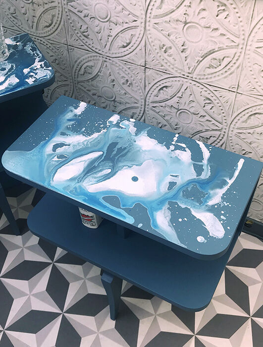 Pair of bedside blue