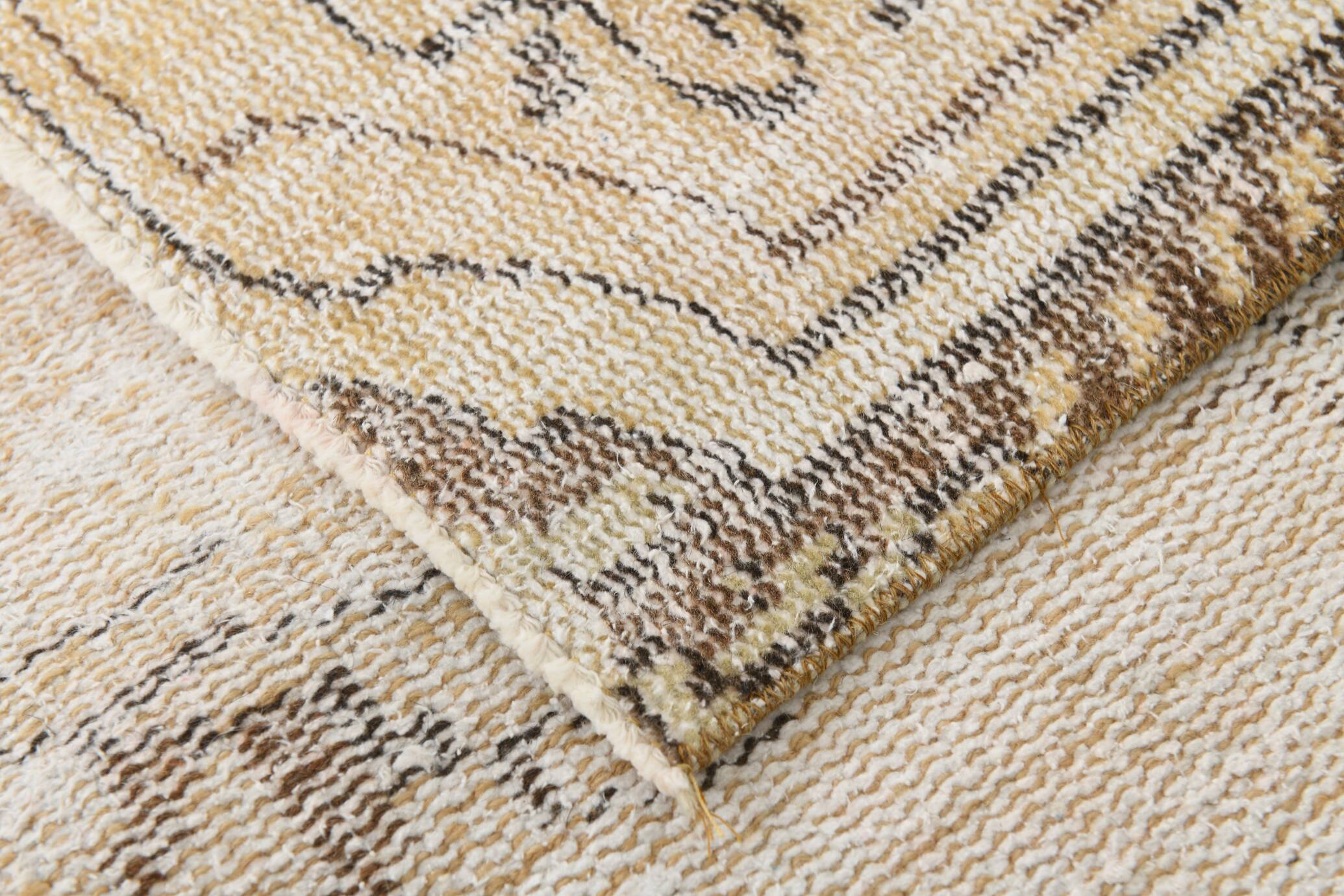 5x8 Pale Yellow Handmade Wool Soft Turkish Rug, 159x238Cm SK 5244