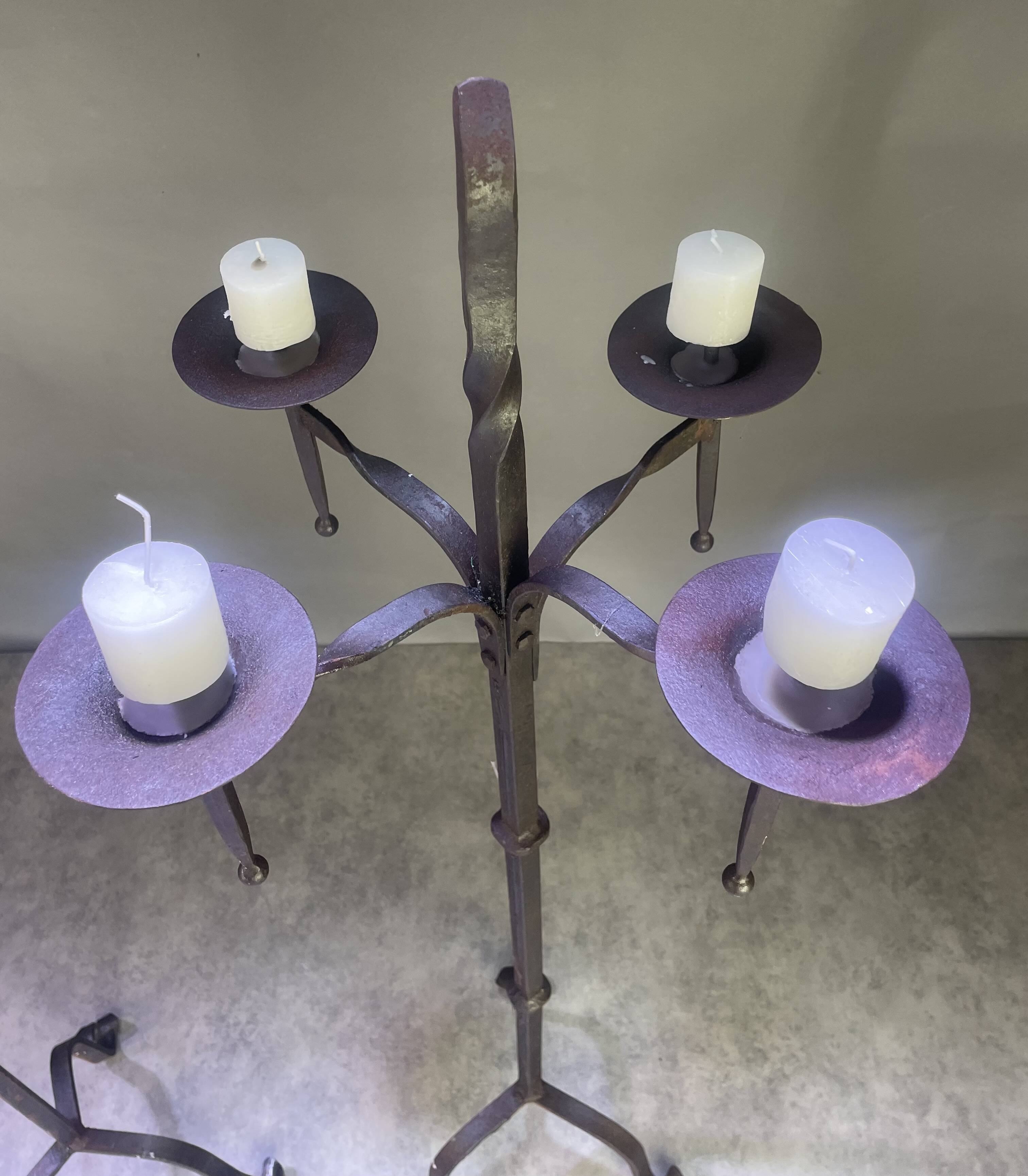 Pair of wrought iron candelabras