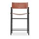 Set of 5 bar stools with backrest, made of natural leather in toasted colour.