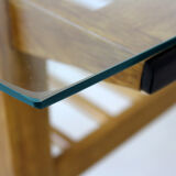 Wooden Coffee Table with Glass Top from Drevozpracujici Druzstvo, 1960s