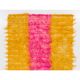 New Hand-Knotted Shag Pile Tulu Rug in Hot Pink and Yellow, 100% Mohair Wool