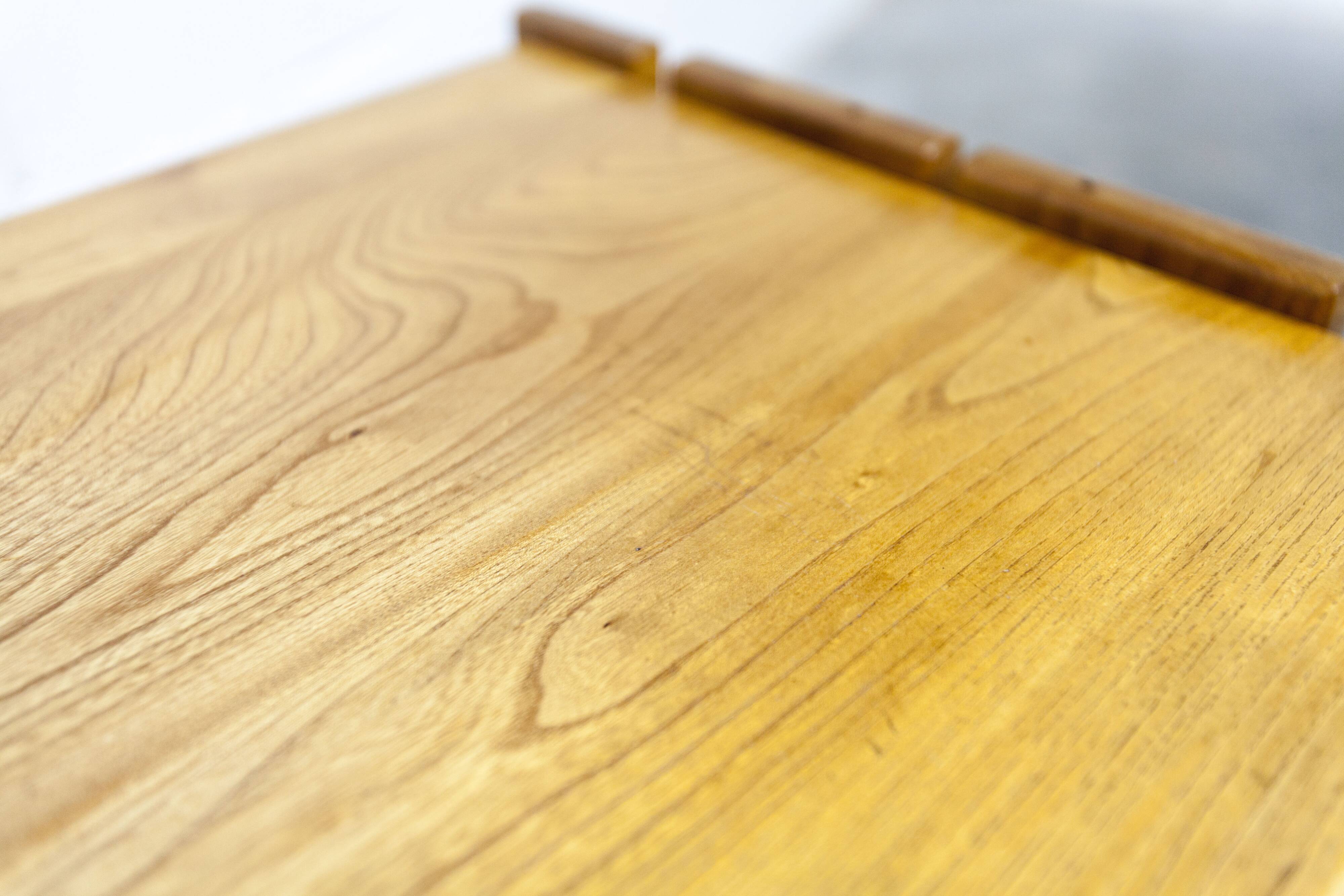 Low cabinet from Maison Regain, solid elm, circa 1960, with drawer