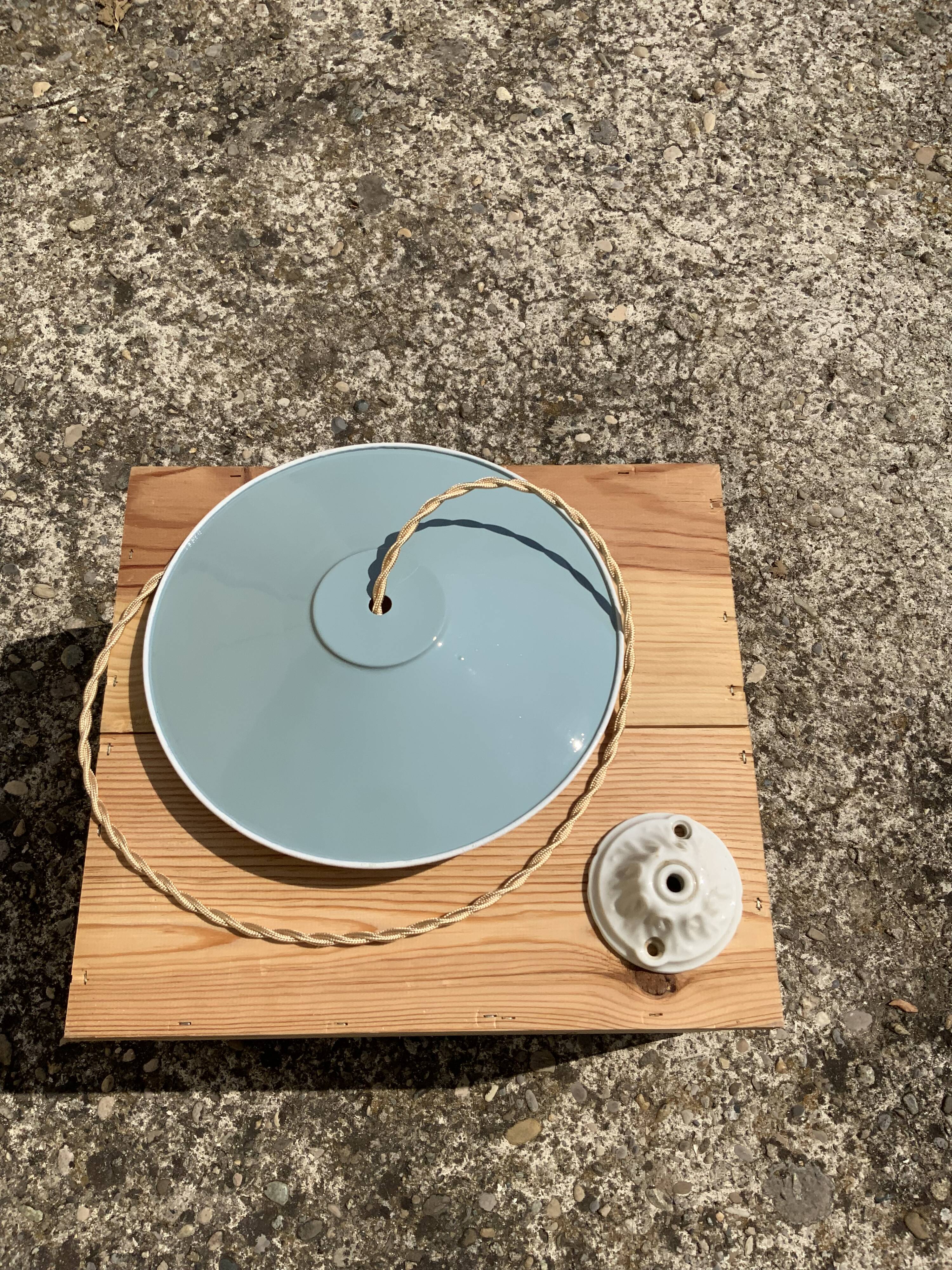 Suspension lampshade vintage blue and white