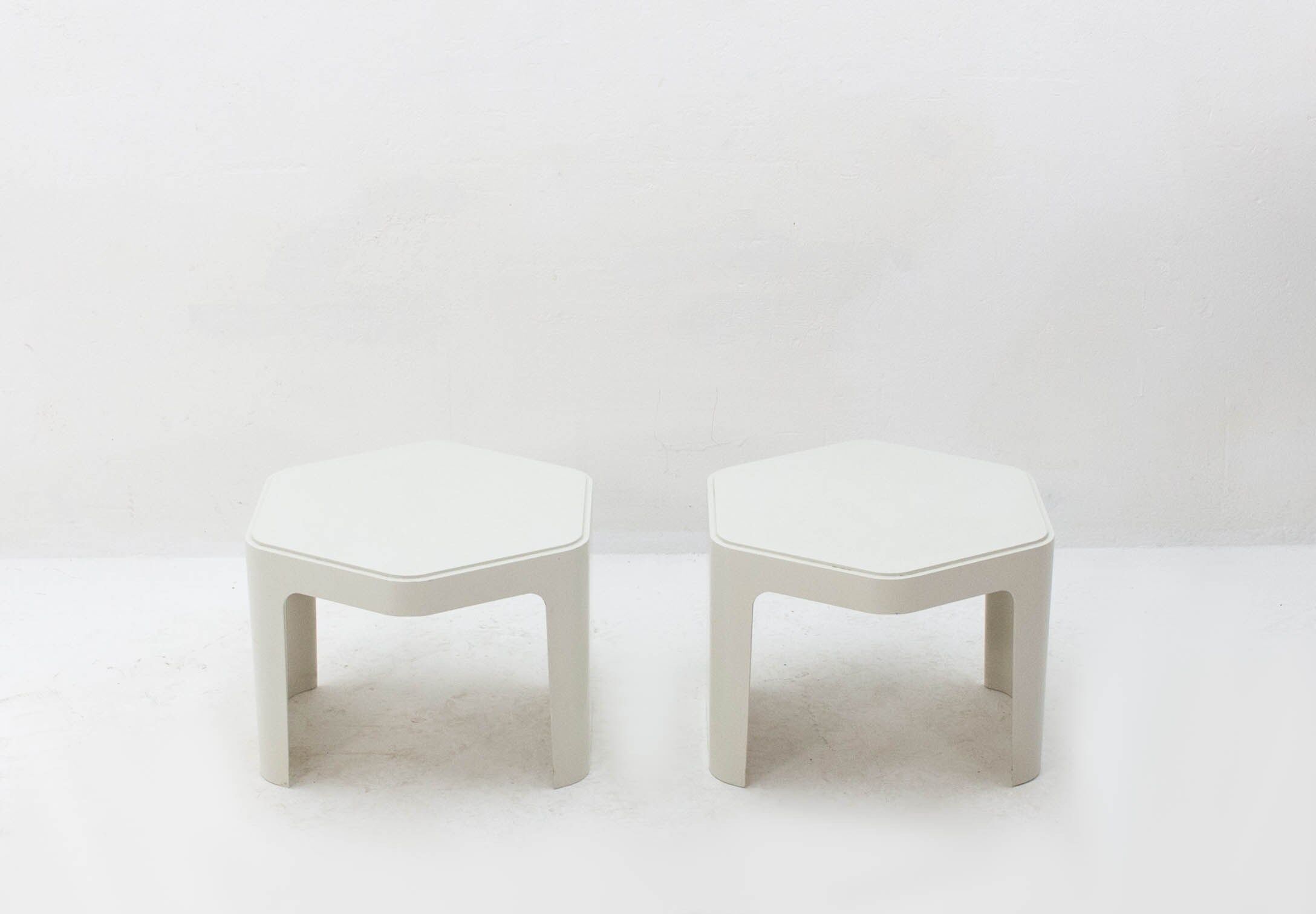 Pair of fiber glass side tables