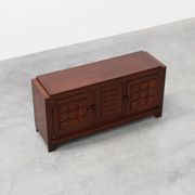 Art Deco carved geometric sideboard by Charles Dudouyt in oak, France ca. 1