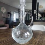 Wine carafe, vintage decanter in hand-blown Hartzviller bubbled crystal