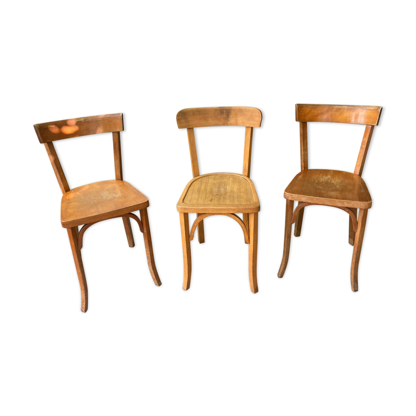 Trio of vintage Bauman bistro chairs