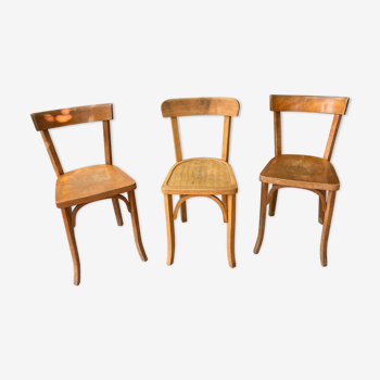 Trio de chaises bistrot Bauman vintage