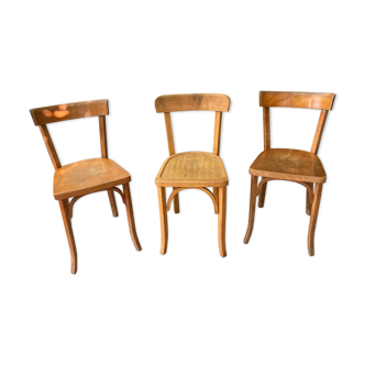 Trio of vintage Bauman bistro chairs