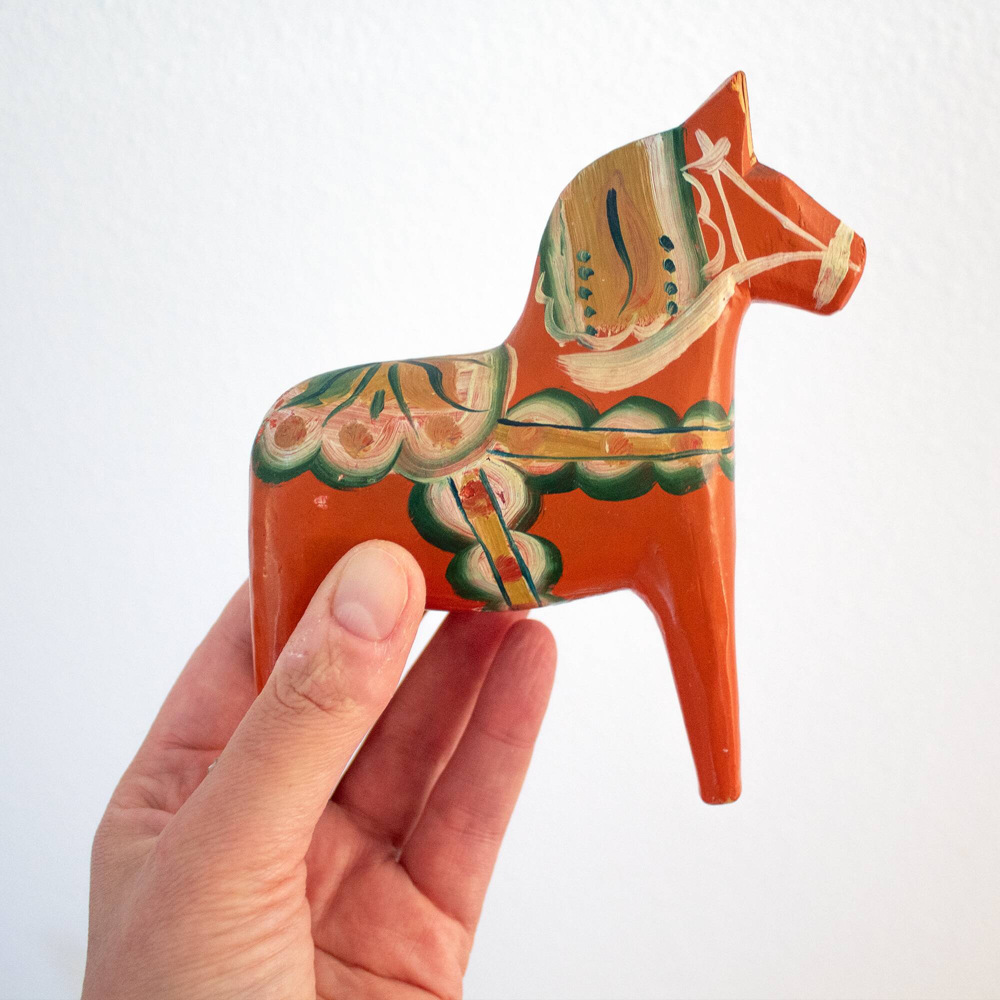 Original Vintage Nils Olsson Dala Horse: Swedish Wooden Folk Art Animal