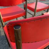 6 chairs year 70 imitation red leather