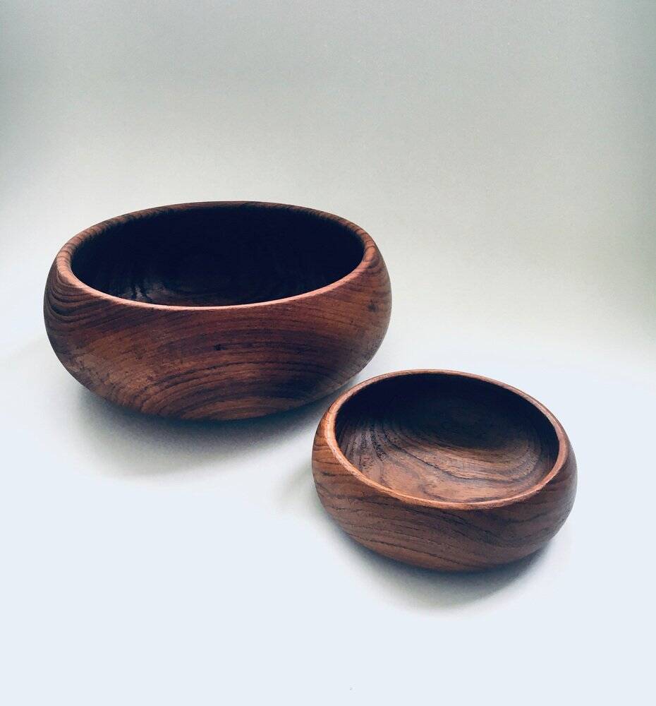 Mid-Century Scandinavian Round Teak Bowl Set, Denmark, 1960s, Set of 2