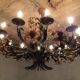 Metal chandelier painted floral decoration 12 lights