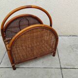 Vintage rattan cane magazine rack