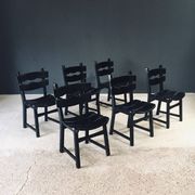 Brutalist dining chairs by Dittmann for Awa Radbound, Netherlands, 1970s, set of 6.