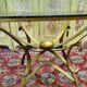 Grande table a manger / table design 1970 en métal doré et verre – XXe