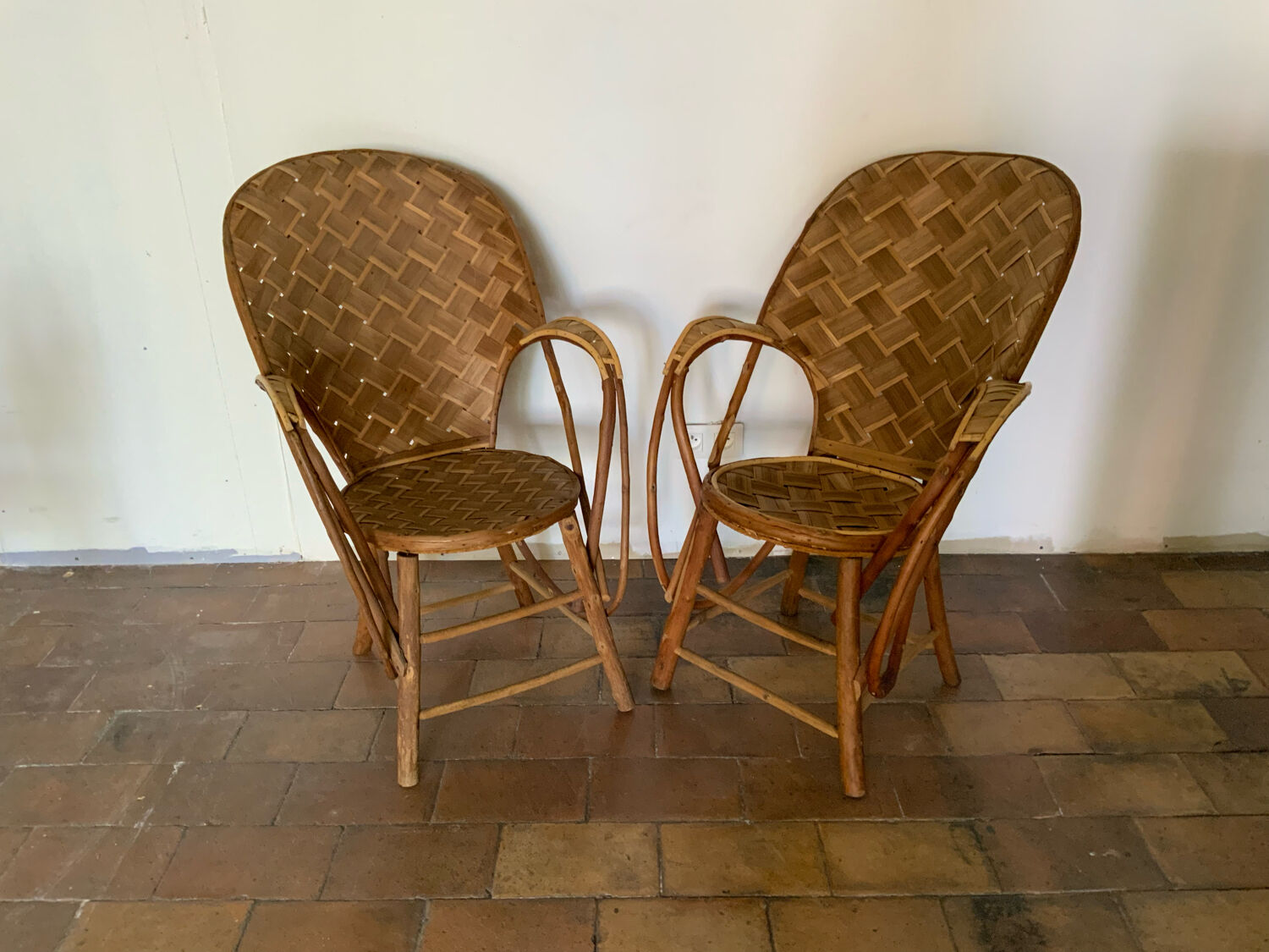 Pair of chestnut armchairs