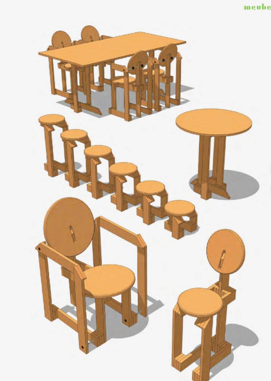 Rare pair of 'Plakhout' Side Chairs by Henk Lampe. 1979