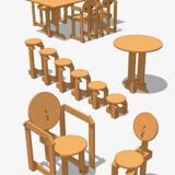 Rare pair of 'Plakhout' Side Chairs by Henk Lampe. 1979