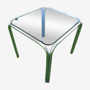 Side table in chromed metal in smoked glass of the 70s vintage side table