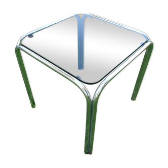 Side table in chromed metal in smoked glass of the 70s vintage side table