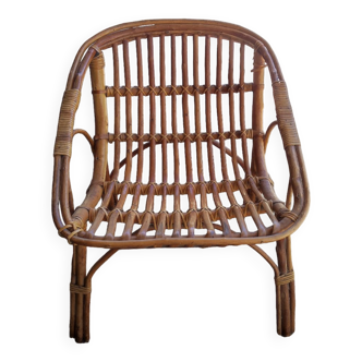 Vintage armchair in rattan and bamboo