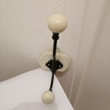 Wall patere in iron forged wood and ceramic