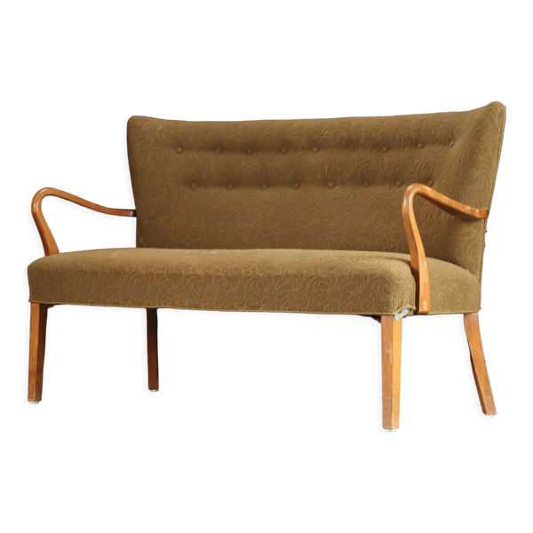 Canapé en bois de hêtre avec accoudoirs incurvés, années 1940/50