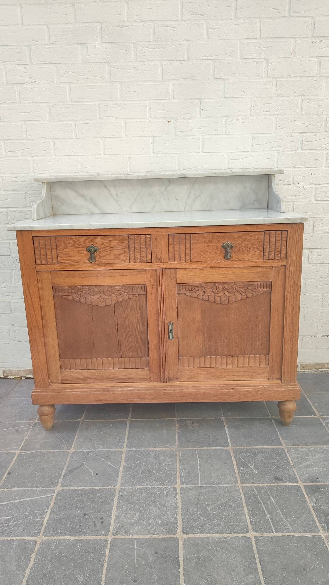 Art Deco oak and marble sideboard