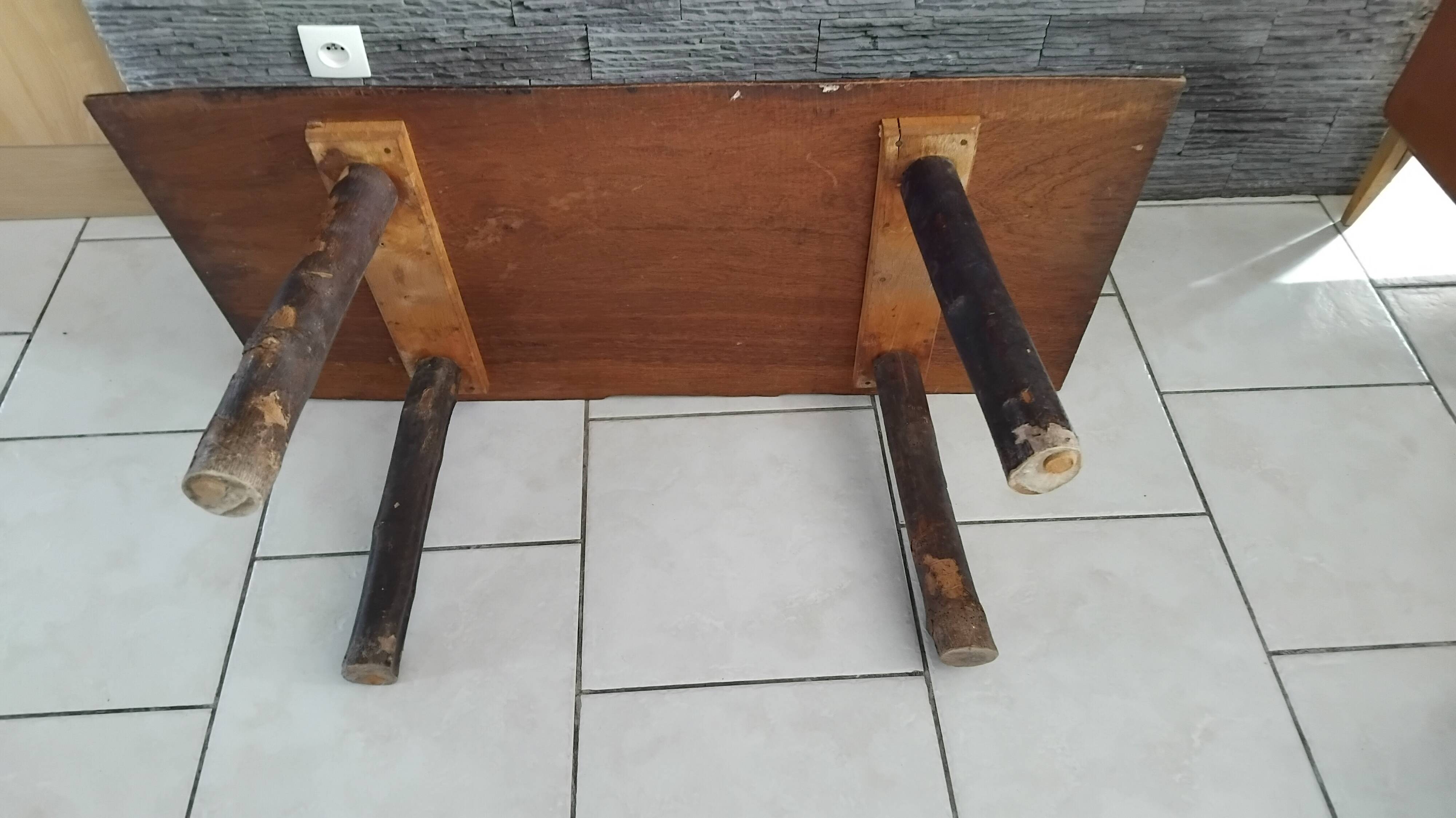 Vintage Brutalist Coffee Table in Solid Oak
