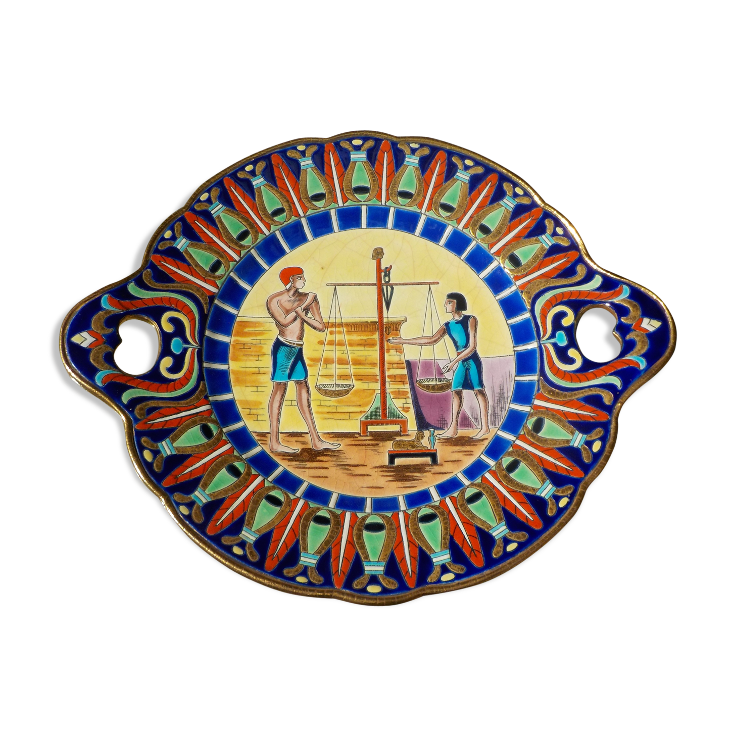 Plat emaux de Longwy pesage en Egypte