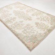 Tapis vintage à motif floral oriental beige et crème 6x11, 189x329 cm