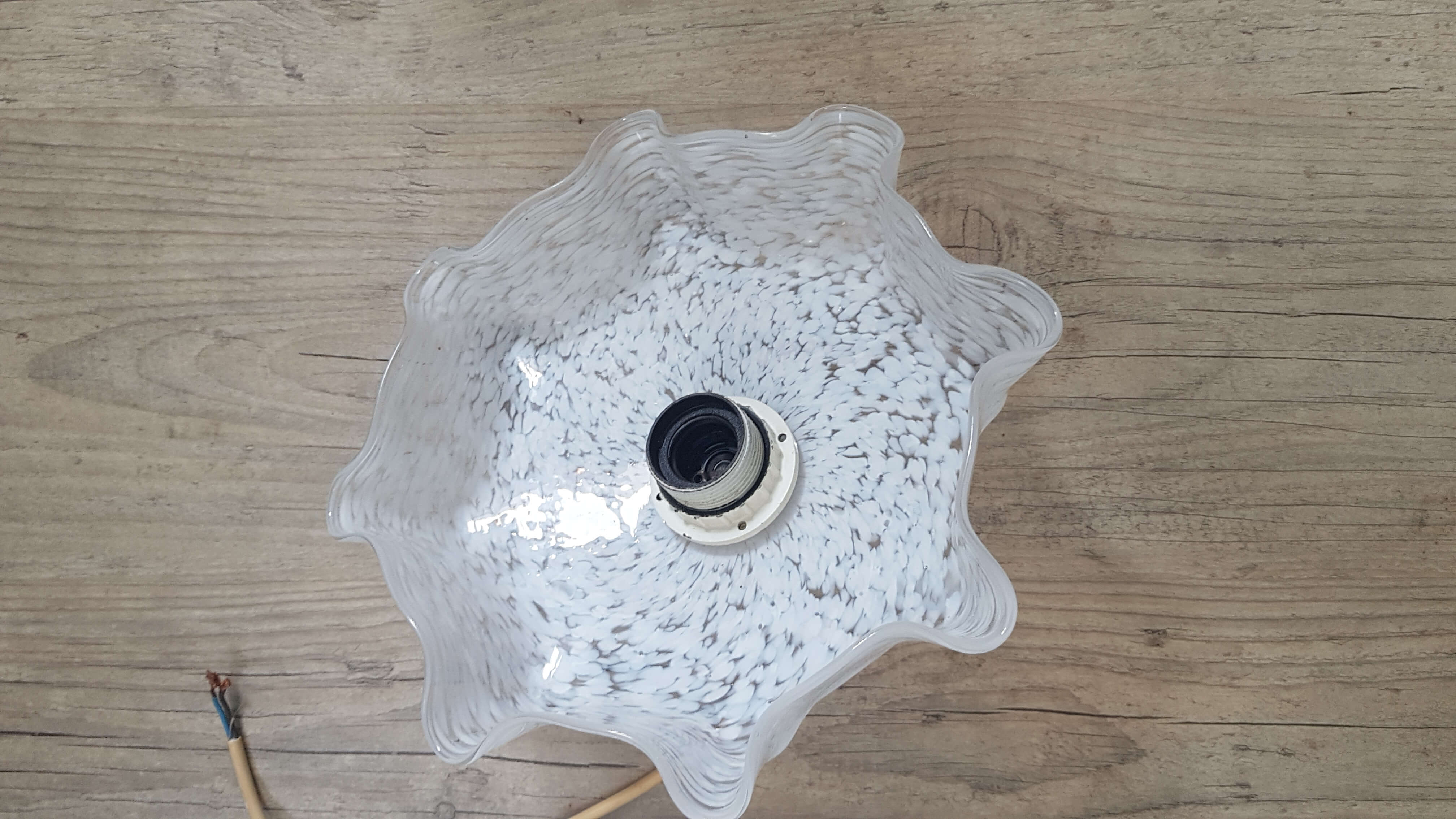 Vintage white murano glass hanging lamp