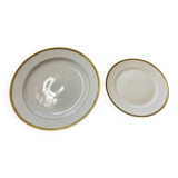 Paris porcelain: 2 large dishes with gilded highlights from the late 19th century